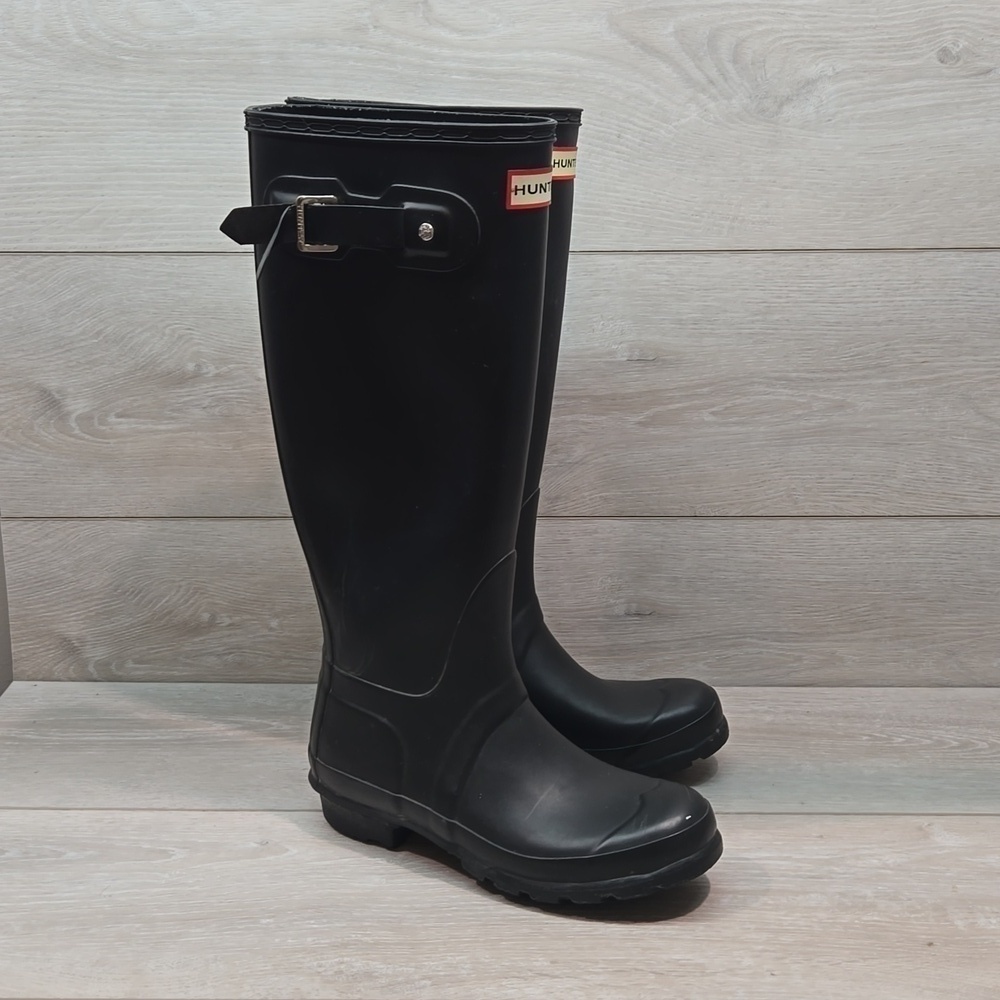 Hunter Women Classic Tall Black boots shoes sz 5